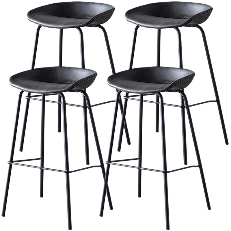 Industrial Metal Distressed Barstool Indoor Tall Stool with Leather Seat Dark Gray 4 Piece Set Bar Stool(30"H) Clearhalo 'Bar Furniture' 'Bar Stools' 'bar_stools' 'furn' 'furn_bar_stools' 'furniture_bar_stools' 'Kitchen & Dining Furniture' 'kitchen&dining_furn' 'kitchen' 'kitchen_furn' Furniture' 4392369