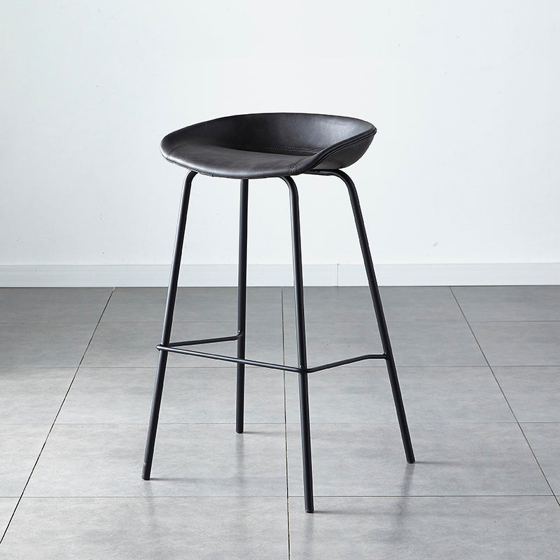 Industrial Metal Distressed Barstool Indoor Tall Stool with Leather Seat Dark Gray 1 Piece Bar Stool(30"H) Clearhalo 'Bar Furniture' 'Bar Stools' 'bar_stools' 'furn' 'furn_bar_stools' 'furniture_bar_stools' 'Kitchen & Dining Furniture' 'kitchen&dining_furn' 'kitchen' 'kitchen_furn' Furniture' 4392370