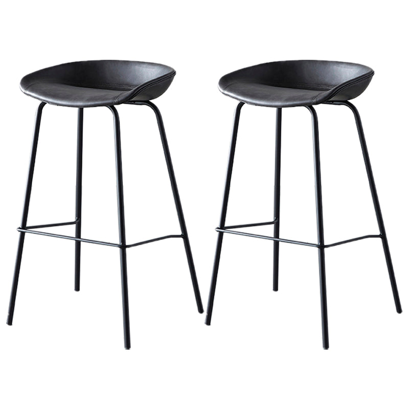 Industrial Metal Distressed Barstool Indoor Tall Stool with Leather Seat Dark Gray 2 Piece Set Bar Stool(30"H) Clearhalo 'Bar Furniture' 'Bar Stools' 'bar_stools' 'furn' 'furn_bar_stools' 'furniture_bar_stools' 'Kitchen & Dining Furniture' 'kitchen&dining_furn' 'kitchen' 'kitchen_furn' Furniture' 4392371