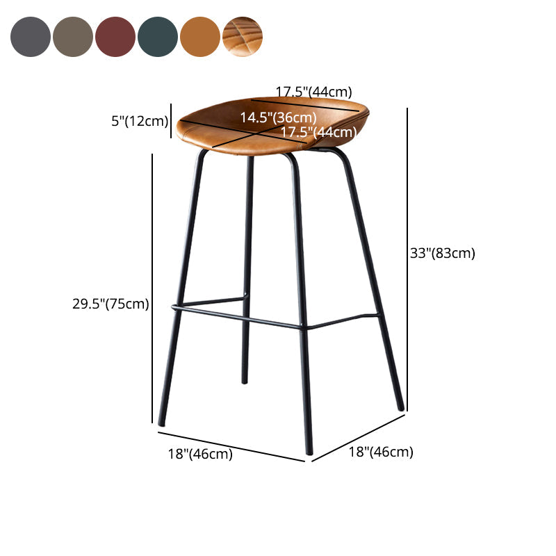 Industrial Metal Distressed Barstool Indoor Tall Stool with Leather Seat Clearhalo 'Bar Furniture' 'Bar Stools' 'bar_stools' 'furn' 'furn_bar_stools' 'furniture_bar_stools' 'Kitchen & Dining Furniture' 'kitchen&dining_furn' 'kitchen' 'kitchen_furn' Furniture' 4392373