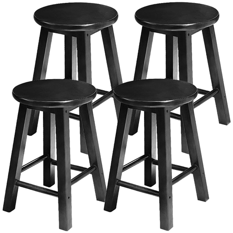 Industrial Wood Simple Retro Barstool Indoor Tall Stool with Round Seat Black 4 Piece Set Short Stool (16" H) Clearhalo 'Bar Furniture' 'Bar Stools' 'bar_stools' 'furn' 'furn_bar_stools' 'furniture_bar_stools' 'Kitchen & Dining Furniture' 'kitchen&dining_furn' 'kitchen' 'kitchen_furn' Furniture' 4392375