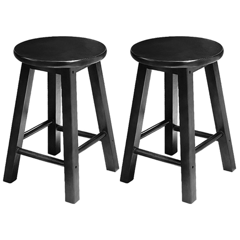 Industrial Wood Simple Retro Barstool Indoor Tall Stool with Round Seat Black 2 Piece Set Short Stool(18"H) Clearhalo 'Bar Furniture' 'Bar Stools' 'bar_stools' 'furn' 'furn_bar_stools' 'furniture_bar_stools' 'Kitchen & Dining Furniture' 'kitchen&dining_furn' 'kitchen' 'kitchen_furn' Furniture' 4392385