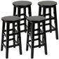 Industrial Wood Simple Retro Barstool Indoor Tall Stool with Round Seat Black 4 Piece Set Counter Stool (24"H) Clearhalo 'Bar Furniture' 'Bar Stools' 'bar_stools' 'furn' 'furn_bar_stools' 'furniture_bar_stools' 'Kitchen & Dining Furniture' 'kitchen&dining_furn' 'kitchen' 'kitchen_furn' Furniture' 4392391