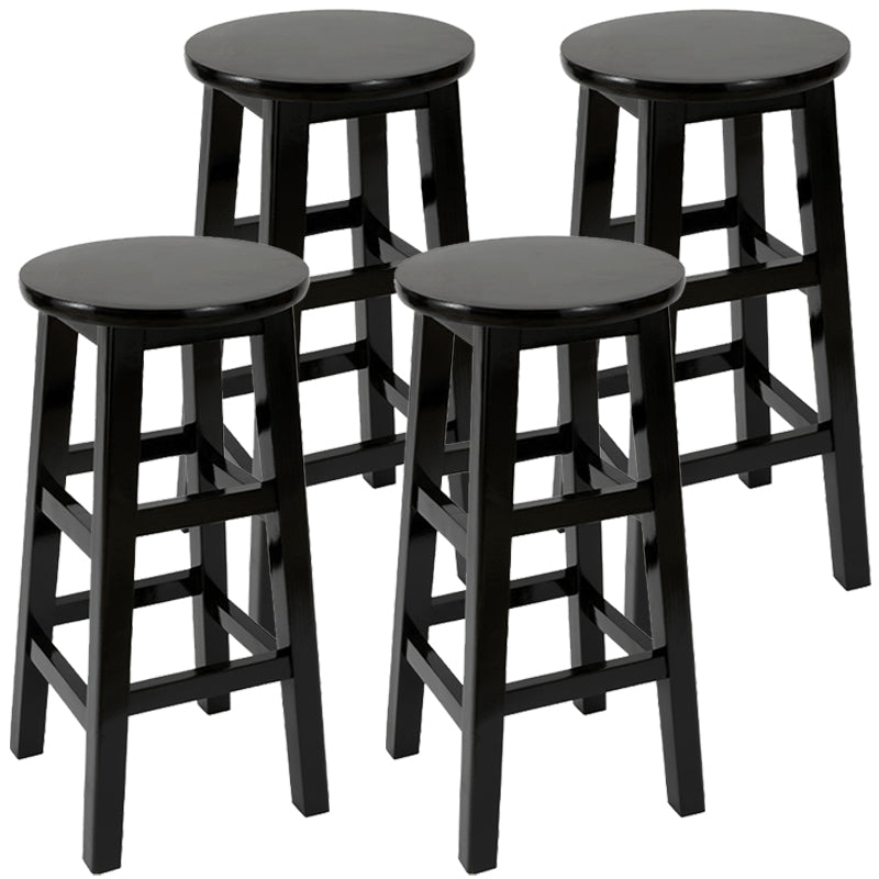 Industrial Wood Simple Retro Barstool Indoor Tall Stool with Round Seat Black 4 Piece Set Counter Stool (24"H) Clearhalo 'Bar Furniture' 'Bar Stools' 'bar_stools' 'furn' 'furn_bar_stools' 'furniture_bar_stools' 'Kitchen & Dining Furniture' 'kitchen&dining_furn' 'kitchen' 'kitchen_furn' Furniture' 4392391