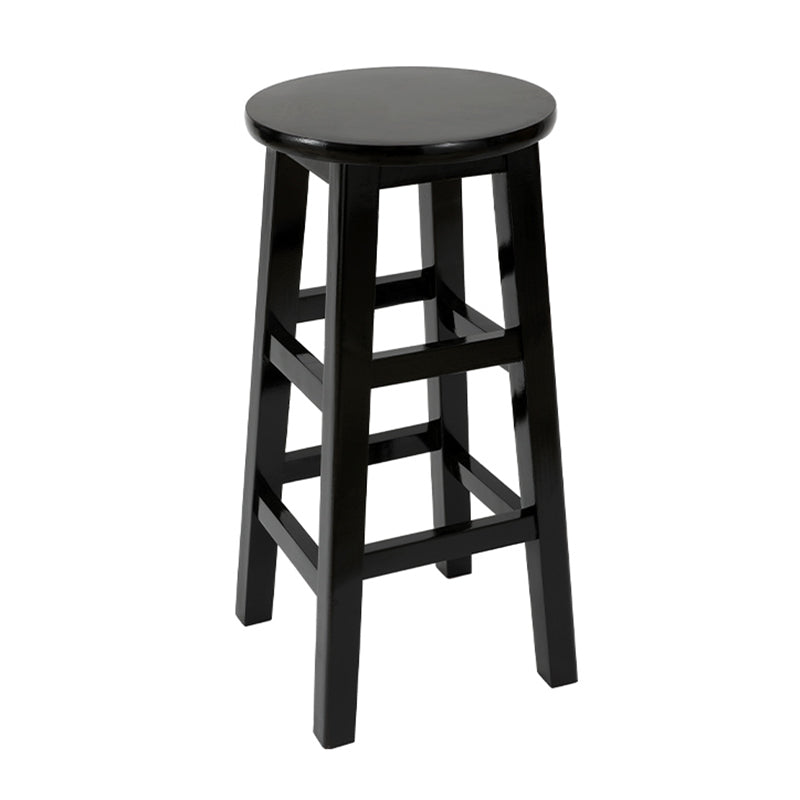 Industrial Wood Simple Retro Barstool Indoor Tall Stool with Round Seat Black 1 Piece Counter Stool (24"H) Clearhalo 'Bar Furniture' 'Bar Stools' 'bar_stools' 'furn' 'furn_bar_stools' 'furniture_bar_stools' 'Kitchen & Dining Furniture' 'kitchen&dining_furn' 'kitchen' 'kitchen_furn' Furniture' 4392392