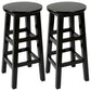 Industrial Wood Simple Retro Barstool Indoor Tall Stool with Round Seat Black 2 Piece Set Counter Stool (24"H) Clearhalo 'Bar Furniture' 'Bar Stools' 'bar_stools' 'furn' 'furn_bar_stools' 'furniture_bar_stools' 'Kitchen & Dining Furniture' 'kitchen&dining_furn' 'kitchen' 'kitchen_furn' Furniture' 4392393
