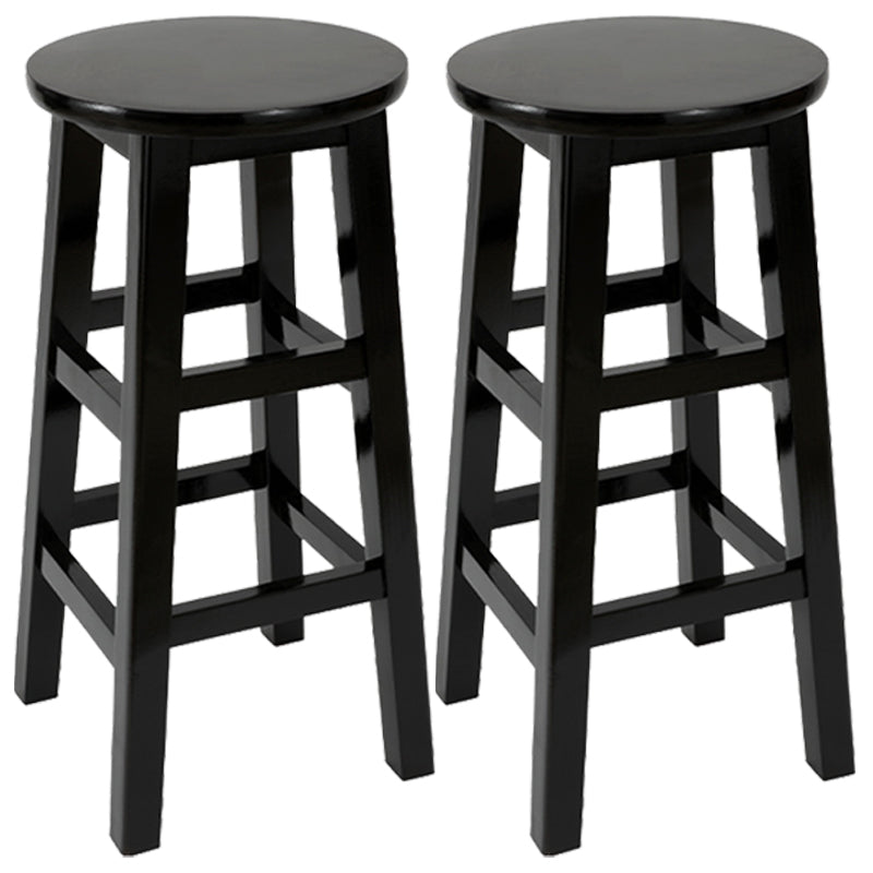Industrial Wood Simple Retro Barstool Indoor Tall Stool with Round Seat Black 2 Piece Set Counter Stool (24"H) Clearhalo 'Bar Furniture' 'Bar Stools' 'bar_stools' 'furn' 'furn_bar_stools' 'furniture_bar_stools' 'Kitchen & Dining Furniture' 'kitchen&dining_furn' 'kitchen' 'kitchen_furn' Furniture' 4392393