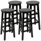 Industrial Wood Simple Retro Barstool Indoor Tall Stool with Round Seat Black 4 Piece Set Bar Stool (28" H) Clearhalo 'Bar Furniture' 'Bar Stools' 'bar_stools' 'furn' 'furn_bar_stools' 'furniture_bar_stools' 'Kitchen & Dining Furniture' 'kitchen&dining_furn' 'kitchen' 'kitchen_furn' Furniture' 4392394