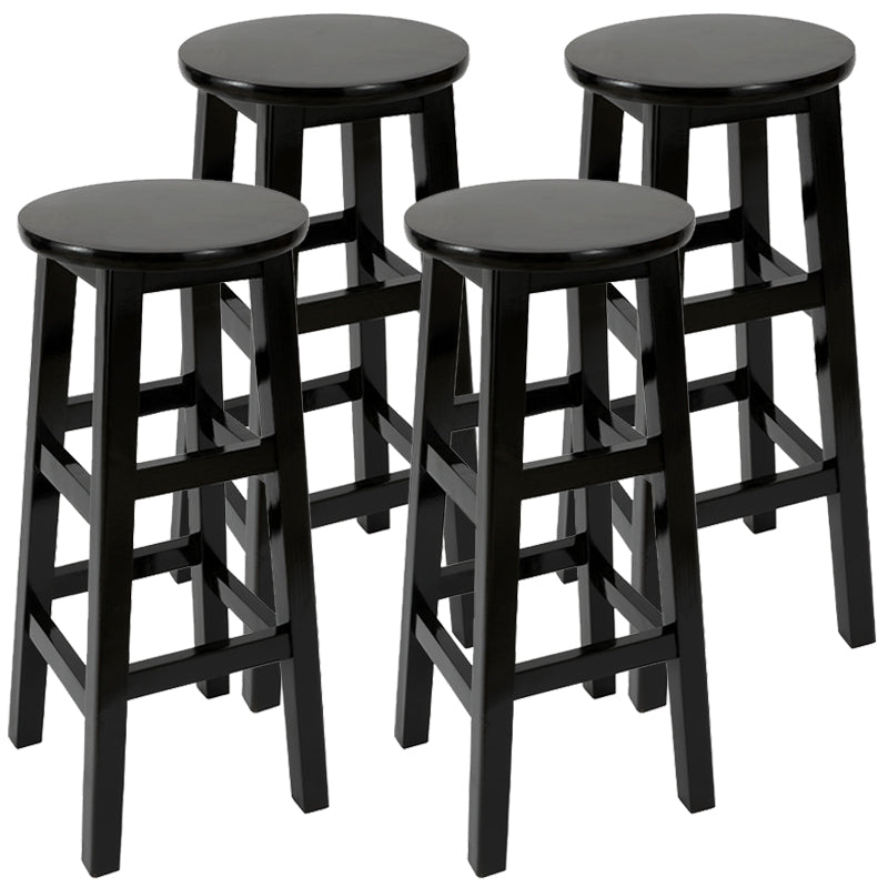 Industrial Wood Simple Retro Barstool Indoor Tall Stool with Round Seat Black 4 Piece Set Bar Stool (28" H) Clearhalo 'Bar Furniture' 'Bar Stools' 'bar_stools' 'furn' 'furn_bar_stools' 'furniture_bar_stools' 'Kitchen & Dining Furniture' 'kitchen&dining_furn' 'kitchen' 'kitchen_furn' Furniture' 4392394
