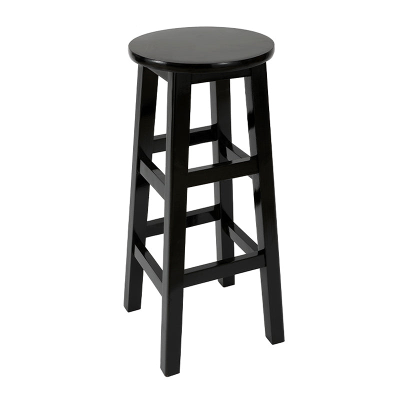 Industrial Wood Simple Retro Barstool Indoor Tall Stool with Round Seat Black 1 Piece Bar Stool (28" H) Clearhalo 'Bar Furniture' 'Bar Stools' 'bar_stools' 'furn' 'furn_bar_stools' 'furniture_bar_stools' 'Kitchen & Dining Furniture' 'kitchen&dining_furn' 'kitchen' 'kitchen_furn' Furniture' 4392395