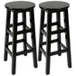 Industrial Wood Simple Retro Barstool Indoor Tall Stool with Round Seat Black 2 Piece Set Bar Stool (28" H) Clearhalo 'Bar Furniture' 'Bar Stools' 'bar_stools' 'furn' 'furn_bar_stools' 'furniture_bar_stools' 'Kitchen & Dining Furniture' 'kitchen&dining_furn' 'kitchen' 'kitchen_furn' Furniture' 4392396
