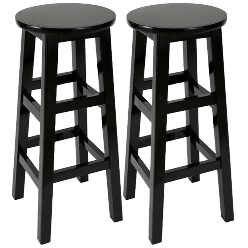 Industrial Wood Simple Retro Barstool Indoor Tall Stool with Round Seat Black 2 Piece Set Bar Stool (28" H) Clearhalo 'Bar Furniture' 'Bar Stools' 'bar_stools' 'furn' 'furn_bar_stools' 'furniture_bar_stools' 'Kitchen & Dining Furniture' 'kitchen&dining_furn' 'kitchen' 'kitchen_furn' Furniture' 4392396