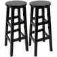 Industrial Wood Simple Retro Barstool Indoor Tall Stool with Round Seat Black 2 Piece Set Bar Stool(31"H) Clearhalo 'Bar Furniture' 'Bar Stools' 'bar_stools' 'furn' 'furn_bar_stools' 'furniture_bar_stools' 'Kitchen & Dining Furniture' 'kitchen&dining_furn' 'kitchen' 'kitchen_furn' Furniture' 4392399