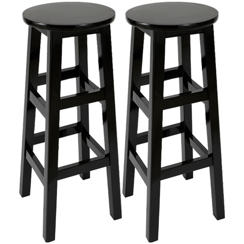 Industrial Wood Simple Retro Barstool Indoor Tall Stool with Round Seat Black 2 Piece Set Bar Stool(31"H) Clearhalo 'Bar Furniture' 'Bar Stools' 'bar_stools' 'furn' 'furn_bar_stools' 'furniture_bar_stools' 'Kitchen & Dining Furniture' 'kitchen&dining_furn' 'kitchen' 'kitchen_furn' Furniture' 4392399