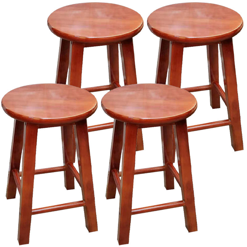 Industrial Wood Simple Retro Barstool Indoor Tall Stool with Round Seat Red Brown 4 Piece Set Short Stool (16" H) Clearhalo 'Bar Furniture' 'Bar Stools' 'bar_stools' 'furn' 'furn_bar_stools' 'furniture_bar_stools' 'Kitchen & Dining Furniture' 'kitchen&dining_furn' 'kitchen' 'kitchen_furn' Furniture' 4392400