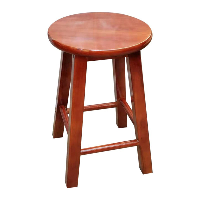 Industrial Wood Simple Retro Barstool Indoor Tall Stool with Round Seat Red Brown 1 Piece Short Stool (16" H) Clearhalo 'Bar Furniture' 'Bar Stools' 'bar_stools' 'furn' 'furn_bar_stools' 'furniture_bar_stools' 'Kitchen & Dining Furniture' 'kitchen&dining_furn' 'kitchen' 'kitchen_furn' Furniture' 4392401