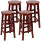 Industrial Wood Simple Retro Barstool Indoor Tall Stool with Round Seat Red Brown 4 Piece Set Counter Stool (24"H) Clearhalo 'Bar Furniture' 'Bar Stools' 'bar_stools' 'furn' 'furn_bar_stools' 'furniture_bar_stools' 'Kitchen & Dining Furniture' 'kitchen&dining_furn' 'kitchen' 'kitchen_furn' Furniture' 4392409