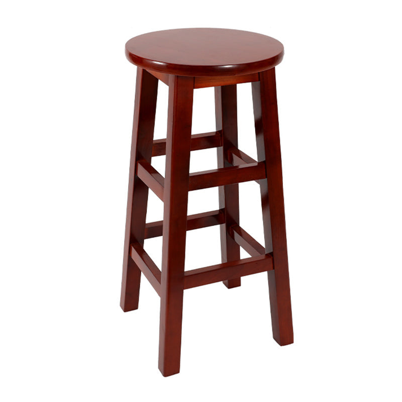 Industrial Wood Simple Retro Barstool Indoor Tall Stool with Round Seat Red Brown 1 Piece Counter Stool (24"H) Clearhalo 'Bar Furniture' 'Bar Stools' 'bar_stools' 'furn' 'furn_bar_stools' 'furniture_bar_stools' 'Kitchen & Dining Furniture' 'kitchen&dining_furn' 'kitchen' 'kitchen_furn' Furniture' 4392410