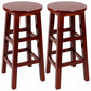Industrial Wood Simple Retro Barstool Indoor Tall Stool with Round Seat Red Brown 2 Piece Set Counter Stool (24"H) Clearhalo 'Bar Furniture' 'Bar Stools' 'bar_stools' 'furn' 'furn_bar_stools' 'furniture_bar_stools' 'Kitchen & Dining Furniture' 'kitchen&dining_furn' 'kitchen' 'kitchen_furn' Furniture' 4392411