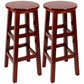 Industrial Wood Simple Retro Barstool Indoor Tall Stool with Round Seat Red Brown 2 Piece Set Bar Stool (28" H) Clearhalo 'Bar Furniture' 'Bar Stools' 'bar_stools' 'furn' 'furn_bar_stools' 'furniture_bar_stools' 'Kitchen & Dining Furniture' 'kitchen&dining_furn' 'kitchen' 'kitchen_furn' Furniture' 4392414