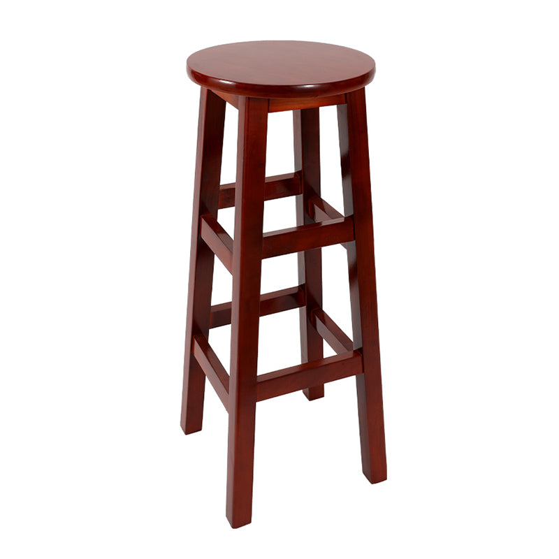 Industrial Wood Simple Retro Barstool Indoor Tall Stool with Round Seat Red Brown 1 Piece Bar Stool(31"H) Clearhalo 'Bar Furniture' 'Bar Stools' 'bar_stools' 'furn' 'furn_bar_stools' 'furniture_bar_stools' 'Kitchen & Dining Furniture' 'kitchen&dining_furn' 'kitchen' 'kitchen_furn' Furniture' 4392416