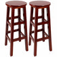 Industrial Wood Simple Retro Barstool Indoor Tall Stool with Round Seat Red Brown 2 Piece Set Bar Stool(31"H) Clearhalo 'Bar Furniture' 'Bar Stools' 'bar_stools' 'furn' 'furn_bar_stools' 'furniture_bar_stools' 'Kitchen & Dining Furniture' 'kitchen&dining_furn' 'kitchen' 'kitchen_furn' Furniture' 4392417