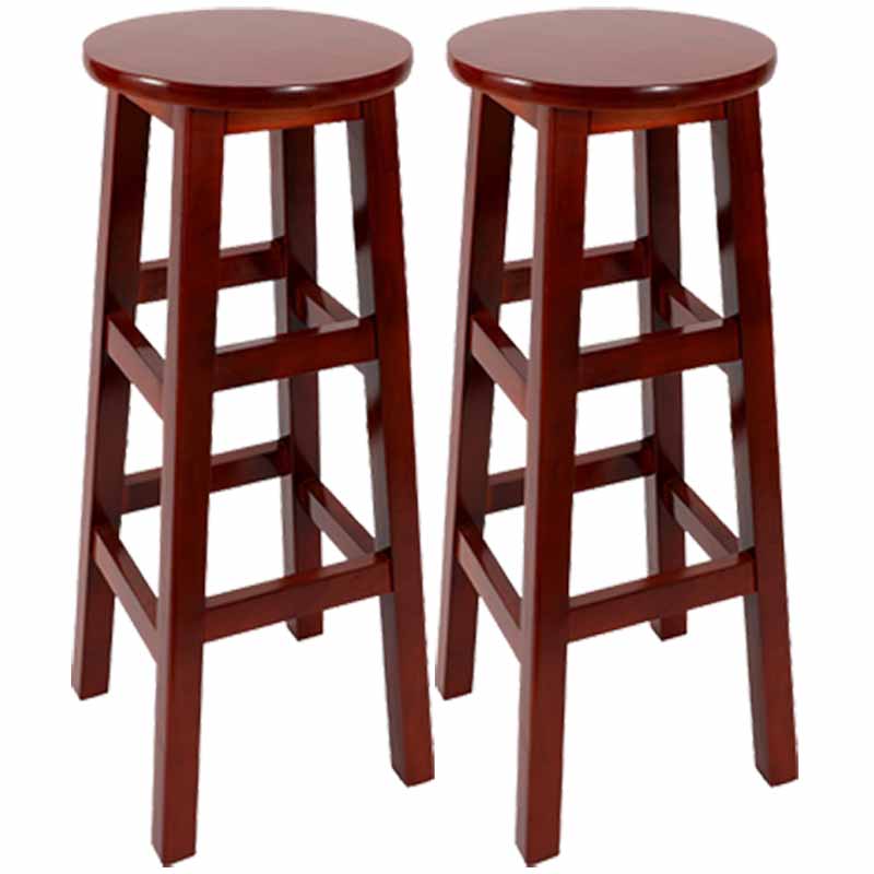 Industrial Wood Simple Retro Barstool Indoor Tall Stool with Round Seat Red Brown 2 Piece Set Bar Stool(31"H) Clearhalo 'Bar Furniture' 'Bar Stools' 'bar_stools' 'furn' 'furn_bar_stools' 'furniture_bar_stools' 'Kitchen & Dining Furniture' 'kitchen&dining_furn' 'kitchen' 'kitchen_furn' Furniture' 4392417