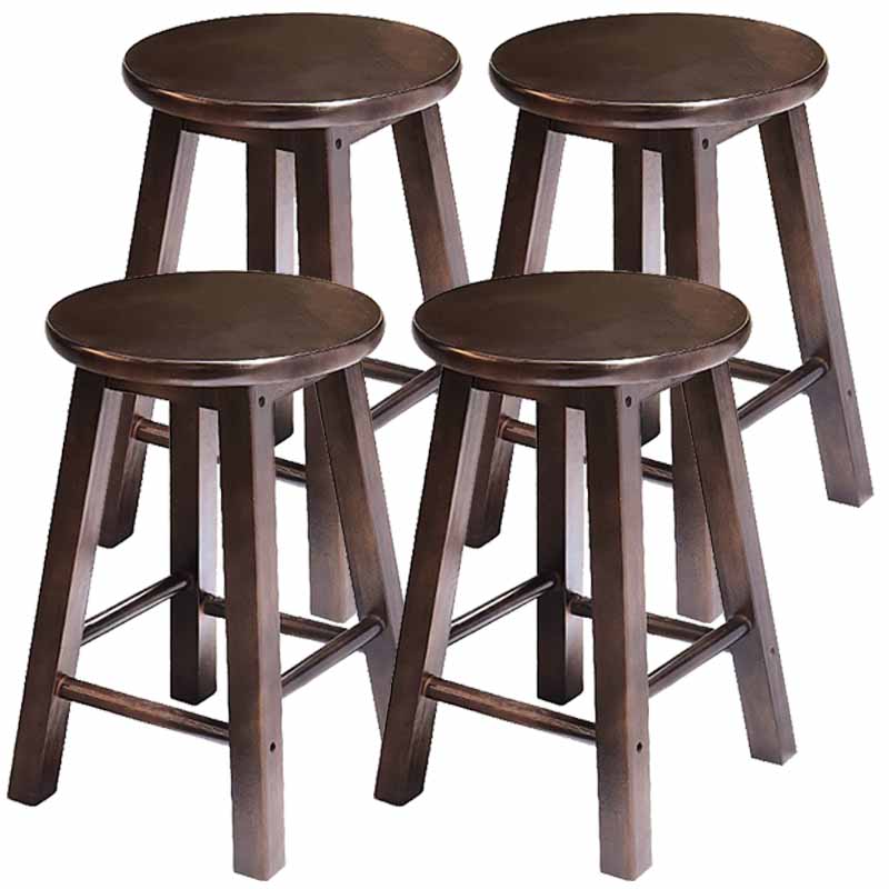 Industrial Wood Simple Retro Barstool Indoor Tall Stool with Round Seat Walnut 4 Piece Set Short Stool (16" H) Clearhalo 'Bar Furniture' 'Bar Stools' 'bar_stools' 'furn' 'furn_bar_stools' 'furniture_bar_stools' 'Kitchen & Dining Furniture' 'kitchen&dining_furn' 'kitchen' 'kitchen_furn' Furniture' 4392418