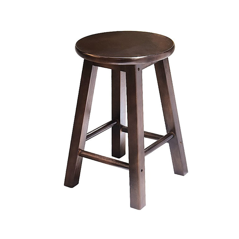Industrial Wood Simple Retro Barstool Indoor Tall Stool with Round Seat Walnut 1 Piece Short Stool(18"H) Clearhalo 'Bar Furniture' 'Bar Stools' 'bar_stools' 'furn' 'furn_bar_stools' 'furniture_bar_stools' 'Kitchen & Dining Furniture' 'kitchen&dining_furn' 'kitchen' 'kitchen_furn' Furniture' 4392422