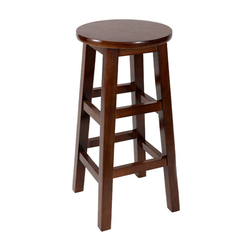 Industrial Wood Simple Retro Barstool Indoor Tall Stool with Round Seat Walnut 1 Piece Counter Stool (24"H) Clearhalo 'Bar Furniture' 'Bar Stools' 'bar_stools' 'furn' 'furn_bar_stools' 'furniture_bar_stools' 'Kitchen & Dining Furniture' 'kitchen&dining_furn' 'kitchen' 'kitchen_furn' Furniture' 4392428
