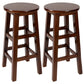 Industrial Wood Simple Retro Barstool Indoor Tall Stool with Round Seat Walnut 2 Piece Set Counter Stool (24"H) Clearhalo 'Bar Furniture' 'Bar Stools' 'bar_stools' 'furn' 'furn_bar_stools' 'furniture_bar_stools' 'Kitchen & Dining Furniture' 'kitchen&dining_furn' 'kitchen' 'kitchen_furn' Furniture' 4392429