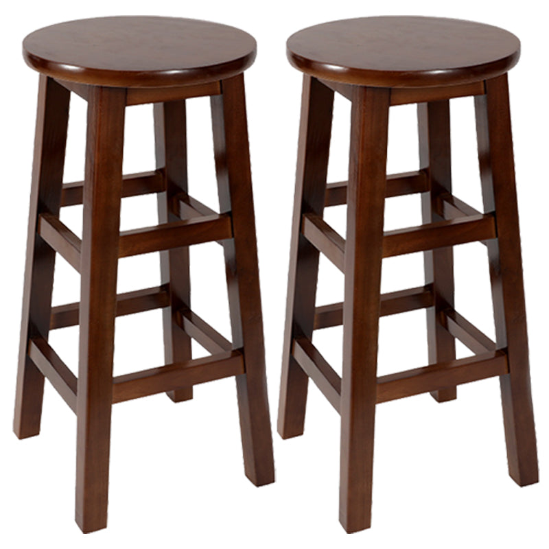 Industrial Wood Simple Retro Barstool Indoor Tall Stool with Round Seat Walnut 2 Piece Set Counter Stool (24"H) Clearhalo 'Bar Furniture' 'Bar Stools' 'bar_stools' 'furn' 'furn_bar_stools' 'furniture_bar_stools' 'Kitchen & Dining Furniture' 'kitchen&dining_furn' 'kitchen' 'kitchen_furn' Furniture' 4392429