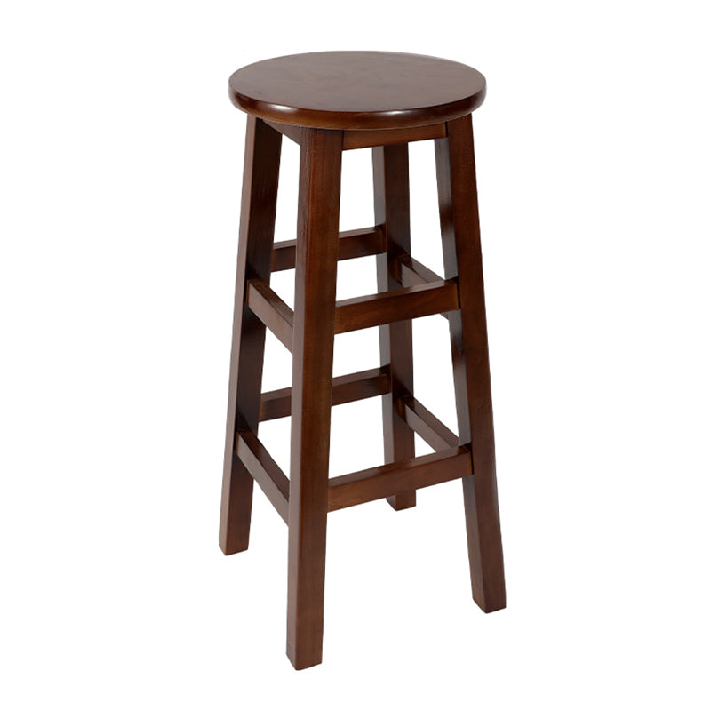 Industrial Wood Simple Retro Barstool Indoor Tall Stool with Round Seat Walnut 1 Piece Bar Stool (28" H) Clearhalo 'Bar Furniture' 'Bar Stools' 'bar_stools' 'furn' 'furn_bar_stools' 'furniture_bar_stools' 'Kitchen & Dining Furniture' 'kitchen&dining_furn' 'kitchen' 'kitchen_furn' Furniture' 4392431