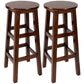 Industrial Wood Simple Retro Barstool Indoor Tall Stool with Round Seat Walnut 2 Piece Set Bar Stool (28" H) Clearhalo 'Bar Furniture' 'Bar Stools' 'bar_stools' 'furn' 'furn_bar_stools' 'furniture_bar_stools' 'Kitchen & Dining Furniture' 'kitchen&dining_furn' 'kitchen' 'kitchen_furn' Furniture' 4392432
