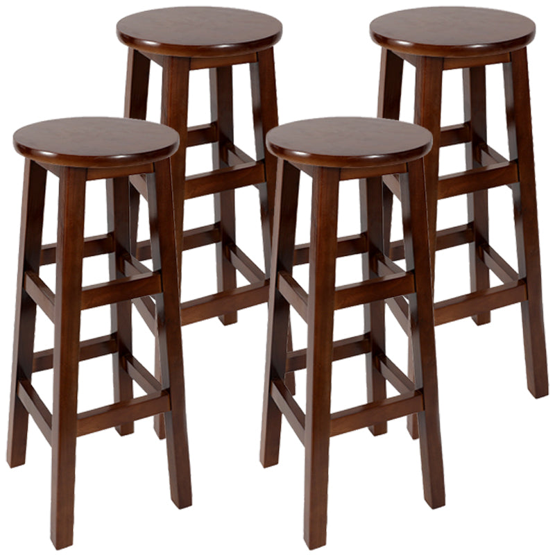 Industrial Wood Simple Retro Barstool Indoor Tall Stool with Round Seat Walnut 4 Piece Set Bar Stool(31"H) Clearhalo 'Bar Furniture' 'Bar Stools' 'bar_stools' 'furn' 'furn_bar_stools' 'furniture_bar_stools' 'Kitchen & Dining Furniture' 'kitchen&dining_furn' 'kitchen' 'kitchen_furn' Furniture' 4392433