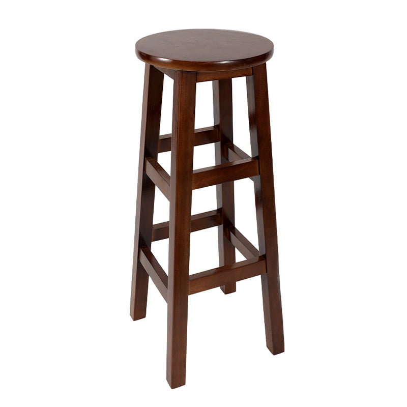 Industrial Wood Simple Retro Barstool Indoor Tall Stool with Round Seat Walnut 1 Piece Bar Stool(31"H) Clearhalo 'Bar Furniture' 'Bar Stools' 'bar_stools' 'furn' 'furn_bar_stools' 'furniture_bar_stools' 'Kitchen & Dining Furniture' 'kitchen&dining_furn' 'kitchen' 'kitchen_furn' Furniture' 4392434