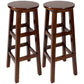 Industrial Wood Simple Retro Barstool Indoor Tall Stool with Round Seat Walnut 2 Piece Set Bar Stool(31"H) Clearhalo 'Bar Furniture' 'Bar Stools' 'bar_stools' 'furn' 'furn_bar_stools' 'furniture_bar_stools' 'Kitchen & Dining Furniture' 'kitchen&dining_furn' 'kitchen' 'kitchen_furn' Furniture' 4392435