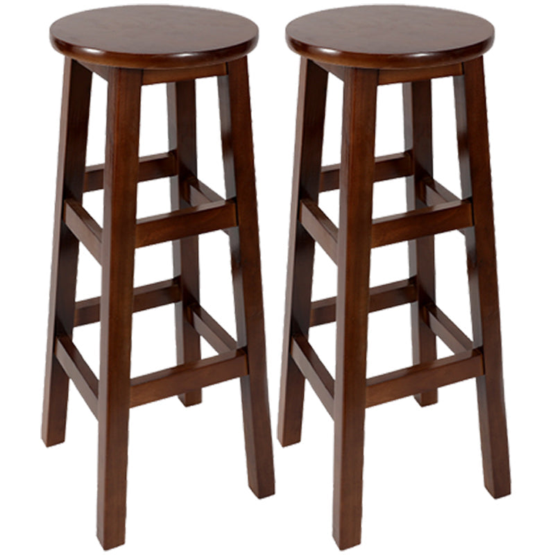 Industrial Wood Simple Retro Barstool Indoor Tall Stool with Round Seat Walnut 2 Piece Set Bar Stool(31"H) Clearhalo 'Bar Furniture' 'Bar Stools' 'bar_stools' 'furn' 'furn_bar_stools' 'furniture_bar_stools' 'Kitchen & Dining Furniture' 'kitchen&dining_furn' 'kitchen' 'kitchen_furn' Furniture' 4392435