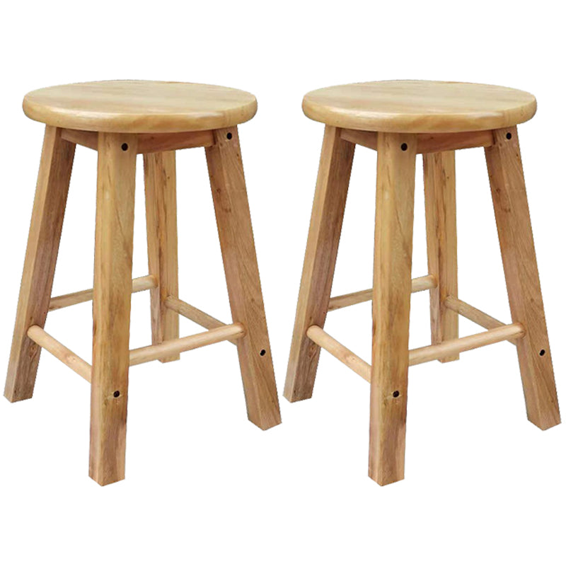 Industrial Wood Simple Retro Barstool Indoor Tall Stool with Round Seat Wood 2 Piece Set Short Stool (16" H) Clearhalo 'Bar Furniture' 'Bar Stools' 'bar_stools' 'furn' 'furn_bar_stools' 'furniture_bar_stools' 'Kitchen & Dining Furniture' 'kitchen&dining_furn' 'kitchen' 'kitchen_furn' Furniture' 4392438