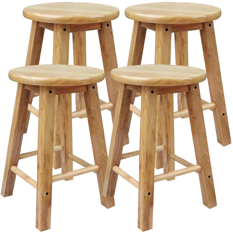 Industrial Wood Simple Retro Barstool Indoor Tall Stool with Round Seat Wood 4 Piece Set Short Stool(18"H) Clearhalo 'Bar Furniture' 'Bar Stools' 'bar_stools' 'furn' 'furn_bar_stools' 'furniture_bar_stools' 'Kitchen & Dining Furniture' 'kitchen&dining_furn' 'kitchen' 'kitchen_furn' Furniture' 4392439