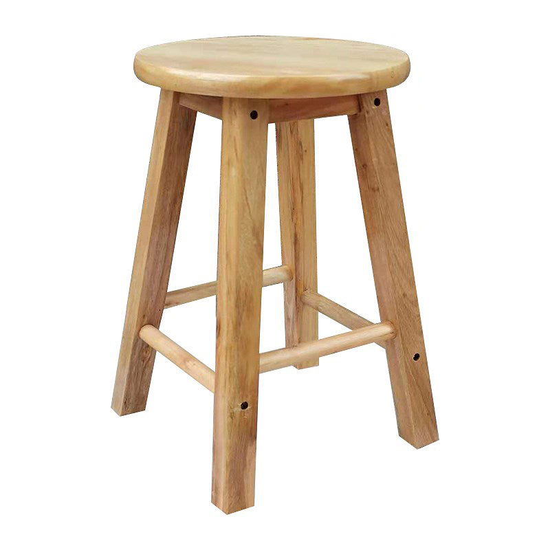 Industrial Wood Simple Retro Barstool Indoor Tall Stool with Round Seat Wood 1 Piece Short Stool(18"H) Clearhalo 'Bar Furniture' 'Bar Stools' 'bar_stools' 'furn' 'furn_bar_stools' 'furniture_bar_stools' 'Kitchen & Dining Furniture' 'kitchen&dining_furn' 'kitchen' 'kitchen_furn' Furniture' 4392440