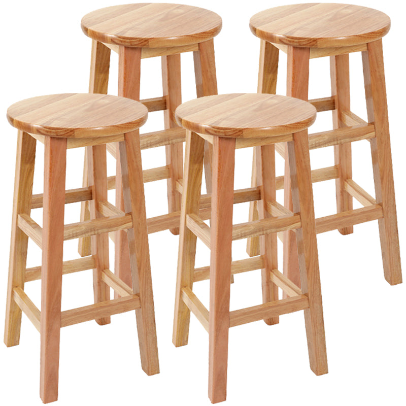Industrial Wood Simple Retro Barstool Indoor Tall Stool with Round Seat Wood 4 Piece Set Counter Stool (24"H) Clearhalo 'Bar Furniture' 'Bar Stools' 'bar_stools' 'furn' 'furn_bar_stools' 'furniture_bar_stools' 'Kitchen & Dining Furniture' 'kitchen&dining_furn' 'kitchen' 'kitchen_furn' Furniture' 4392445