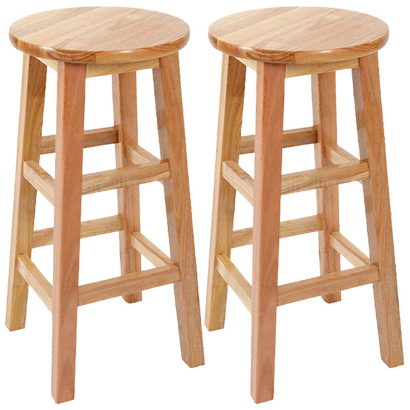 Industrial Wood Simple Retro Barstool Indoor Tall Stool with Round Seat Wood 2 Piece Set Counter Stool (24"H) Clearhalo 'Bar Furniture' 'Bar Stools' 'bar_stools' 'furn' 'furn_bar_stools' 'furniture_bar_stools' 'Kitchen & Dining Furniture' 'kitchen&dining_furn' 'kitchen' 'kitchen_furn' Furniture' 4392447