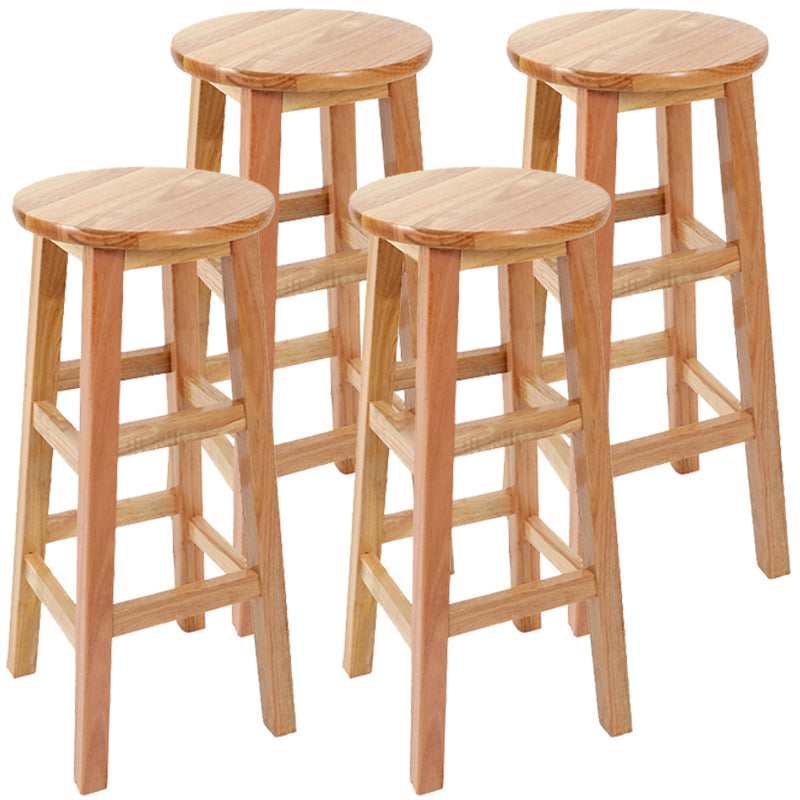 Industrial Wood Simple Retro Barstool Indoor Tall Stool with Round Seat Wood 4 Piece Set Bar Stool (28" H) Clearhalo 'Bar Furniture' 'Bar Stools' 'bar_stools' 'furn' 'furn_bar_stools' 'furniture_bar_stools' 'Kitchen & Dining Furniture' 'kitchen&dining_furn' 'kitchen' 'kitchen_furn' Furniture' 4392448