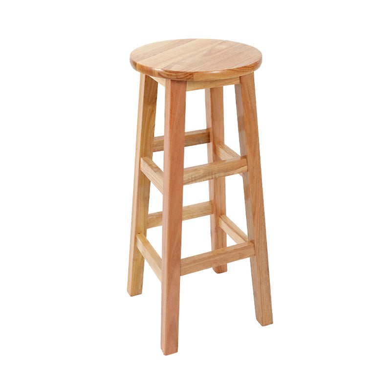 Industrial Wood Simple Retro Barstool Indoor Tall Stool with Round Seat Wood 1 Piece Bar Stool (28" H) Clearhalo 'Bar Furniture' 'Bar Stools' 'bar_stools' 'furn' 'furn_bar_stools' 'furniture_bar_stools' 'Kitchen & Dining Furniture' 'kitchen&dining_furn' 'kitchen' 'kitchen_furn' Furniture' 4392449