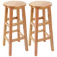 Industrial Wood Simple Retro Barstool Indoor Tall Stool with Round Seat Wood 2 Piece Set Bar Stool (28" H) Clearhalo 'Bar Furniture' 'Bar Stools' 'bar_stools' 'furn' 'furn_bar_stools' 'furniture_bar_stools' 'Kitchen & Dining Furniture' 'kitchen&dining_furn' 'kitchen' 'kitchen_furn' Furniture' 4392450