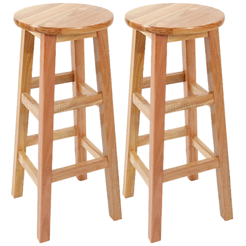 Industrial Wood Simple Retro Barstool Indoor Tall Stool with Round Seat Wood 2 Piece Set Bar Stool (28" H) Clearhalo 'Bar Furniture' 'Bar Stools' 'bar_stools' 'furn' 'furn_bar_stools' 'furniture_bar_stools' 'Kitchen & Dining Furniture' 'kitchen&dining_furn' 'kitchen' 'kitchen_furn' Furniture' 4392450