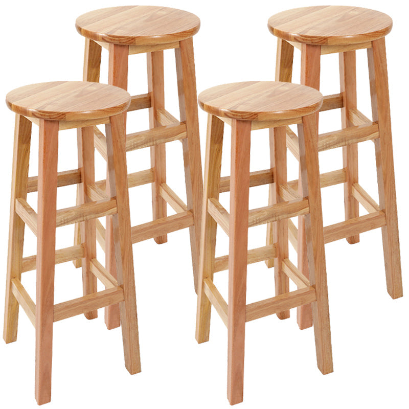 Industrial Wood Simple Retro Barstool Indoor Tall Stool with Round Seat Wood 4 Piece Set Bar Stool(31"H) Clearhalo 'Bar Furniture' 'Bar Stools' 'bar_stools' 'furn' 'furn_bar_stools' 'furniture_bar_stools' 'Kitchen & Dining Furniture' 'kitchen&dining_furn' 'kitchen' 'kitchen_furn' Furniture' 4392451