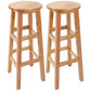 Industrial Wood Simple Retro Barstool Indoor Tall Stool with Round Seat Wood 2 Piece Set Bar Stool(31"H) Clearhalo 'Bar Furniture' 'Bar Stools' 'bar_stools' 'furn' 'furn_bar_stools' 'furniture_bar_stools' 'Kitchen & Dining Furniture' 'kitchen&dining_furn' 'kitchen' 'kitchen_furn' Furniture' 4392453