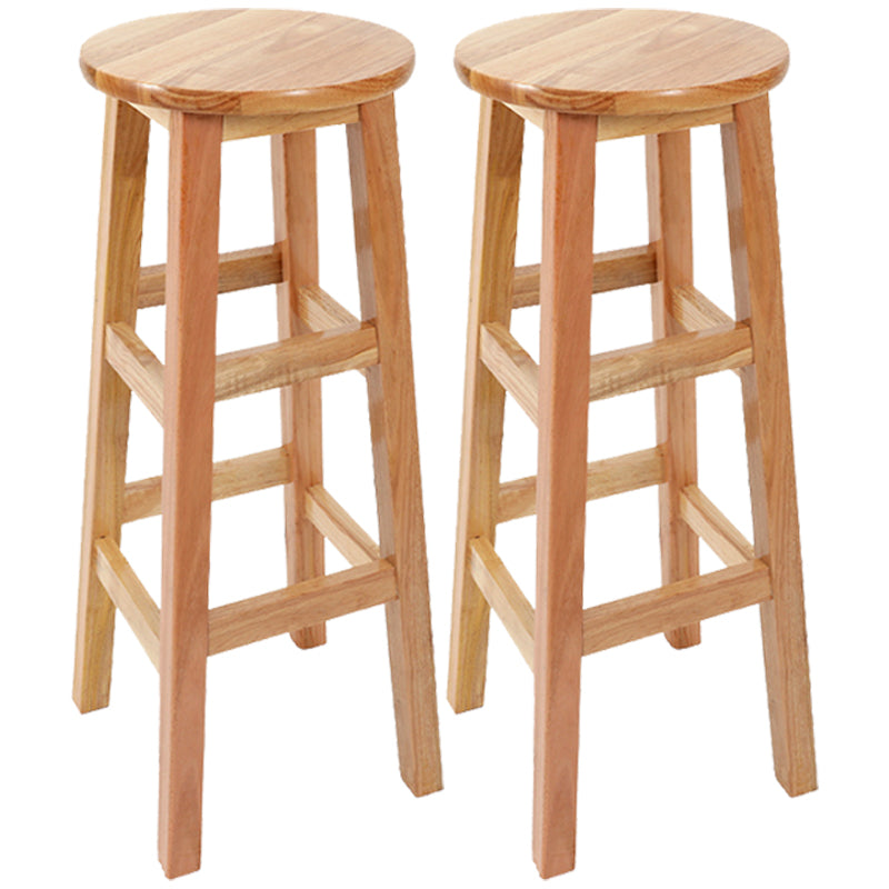 Industrial Wood Simple Retro Barstool Indoor Tall Stool with Round Seat Wood 2 Piece Set Bar Stool(31"H) Clearhalo 'Bar Furniture' 'Bar Stools' 'bar_stools' 'furn' 'furn_bar_stools' 'furniture_bar_stools' 'Kitchen & Dining Furniture' 'kitchen&dining_furn' 'kitchen' 'kitchen_furn' Furniture' 4392453